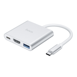 Hoco 3in1 USB-C adapter to (USB 3.0 + HDTV + USB-C-PD) HB14 - Silver